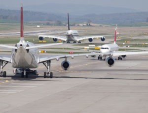 Picture of jets on tarmac in Zurich, gridlocked. A metaphor for CPA firms waiting for Section 199A final regulations.
