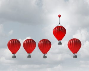 Picture of hot air balloon that look the same even though one is better, a metaphor for the different versions of QuickBooks