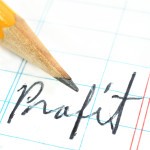 Picture of pencil writing word profit.