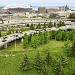 Picture of Interstate freeway with Seattle in background