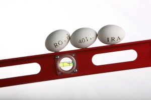 Picture of eggs balanced on a carpenter's level