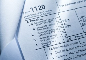 Picture of top corner of a corporate tax return