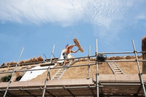 Picture of construction on building roof.