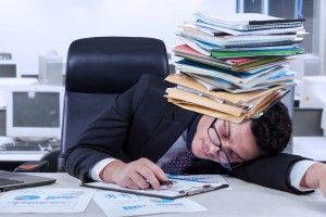 Overworked bookkeeper picture