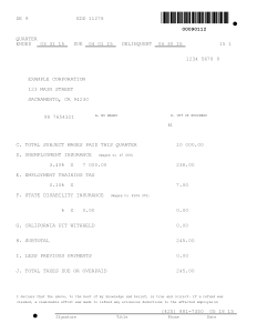 Picture of California payroll tax form DE-9 for $10,000 of wages